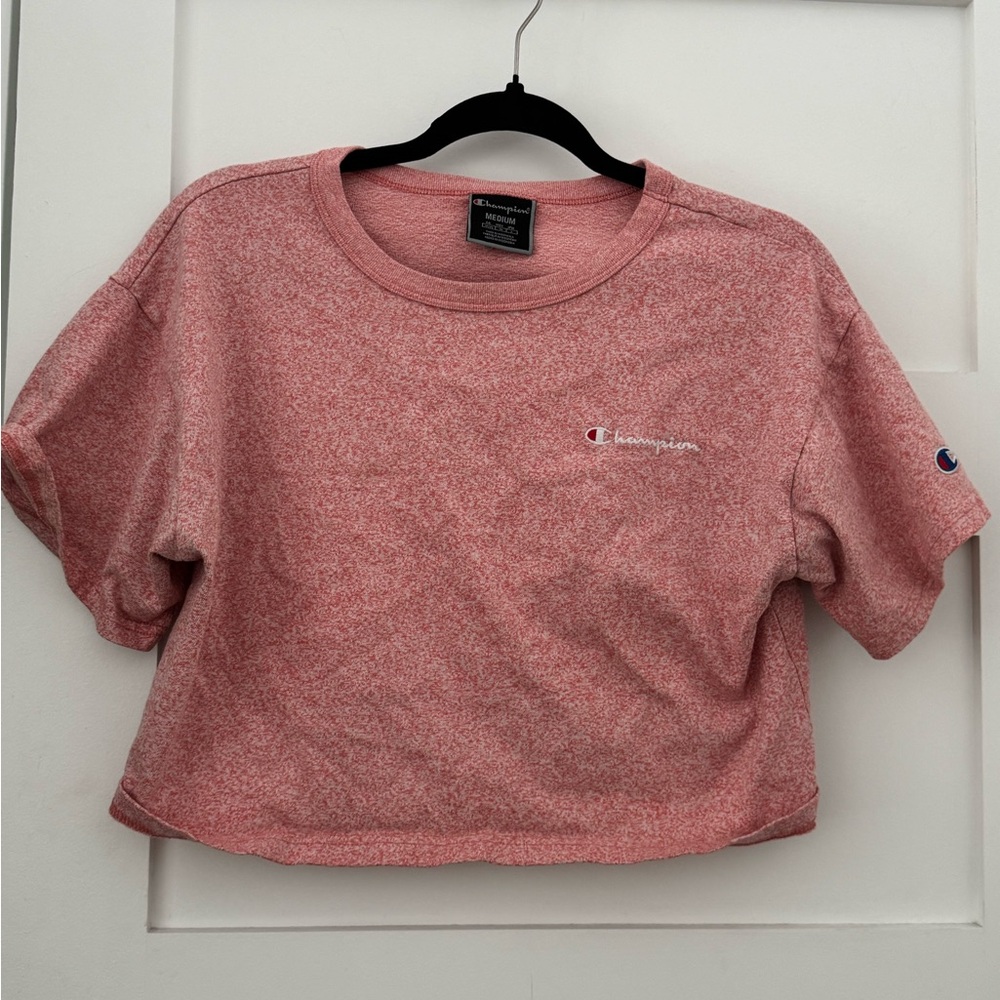 Champion Women's Pink Heather Crop Top Size M Casual Athleisure